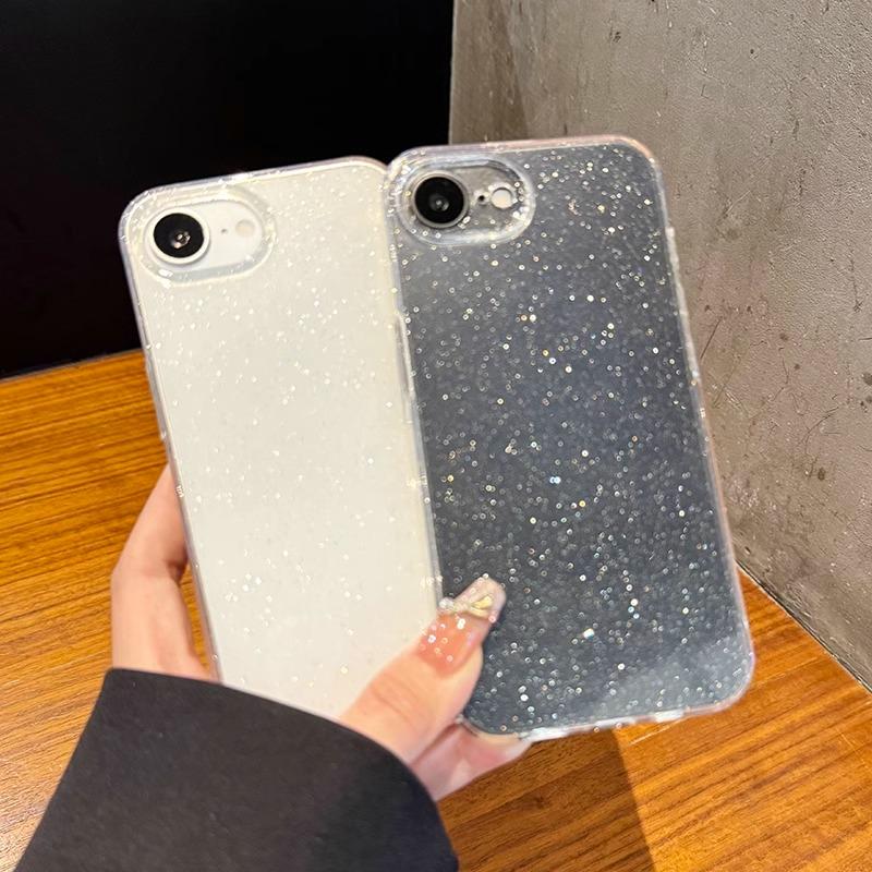 Мягкий прозрачный чехол с блестками для iPhone 16E 11 12 13 14 15 16 Pro Max Plus, противоударный силиконовый прозрачный бампер