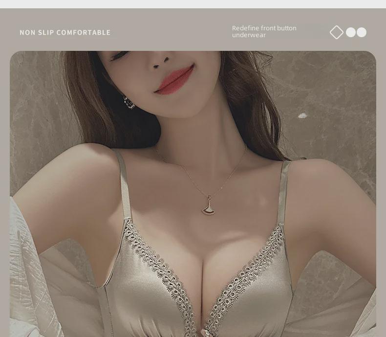 Женский бюстгальтер Push-Up с застежкой спереди: Маленькая грудь, сборка, подкладка, боковая поддержка, антипровисание, красивая спина, без косточек.