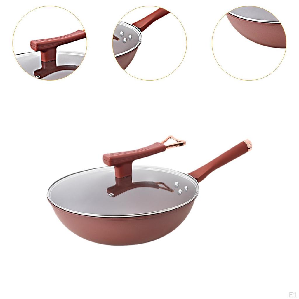 Nonstick Wok Stir Fry Pan Ergonomic Handle Multifunctional Deep Frying Skillet for Restaurant