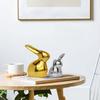 New Home Décor Ceramic Cute Golden & Silver Rabbit Figurines (Set of 2, Golden and Silver)