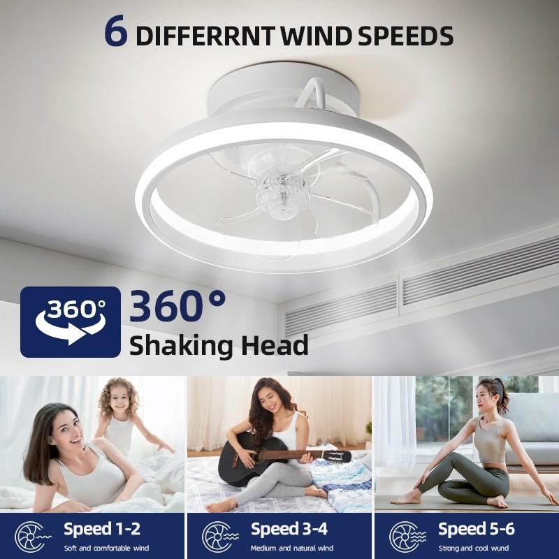 Потолочный вентилятор 2 в 1 с вращением на 360°, кухонный/туалетный светодиодный светильник-вентилятор, маленький 13,5 дюймов, электрический потолочный светильник-вентилятор