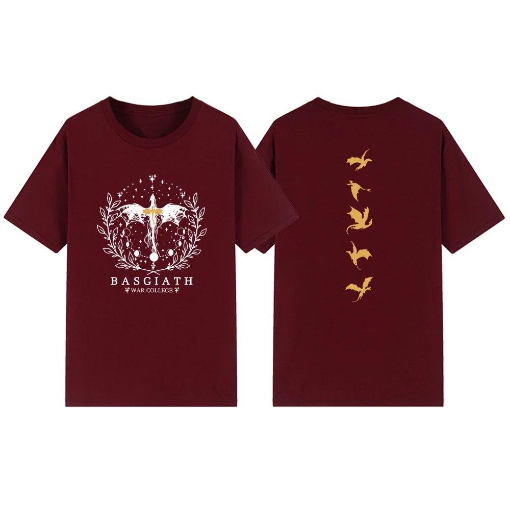 Винтажная двусторонняя футболка Basgiath War College, футболка с четвертым крылом, женские футболки с графическим рисунком, футболка с короткими рукавами, книжная футболка
