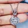 Simple Temperament Heart-shaped Full Diamond Pendant Crown Star Clavicle Chain 925  Zircon Necklace Women's Jewelry
