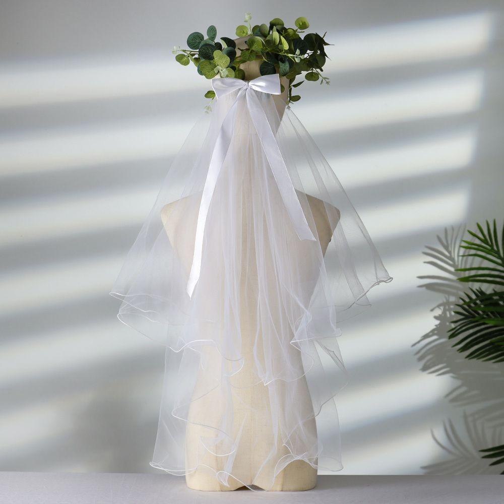 New Two Layer Short Simple White Ivory Bridal Veil With Comb Wedding Veil Women's Tulle