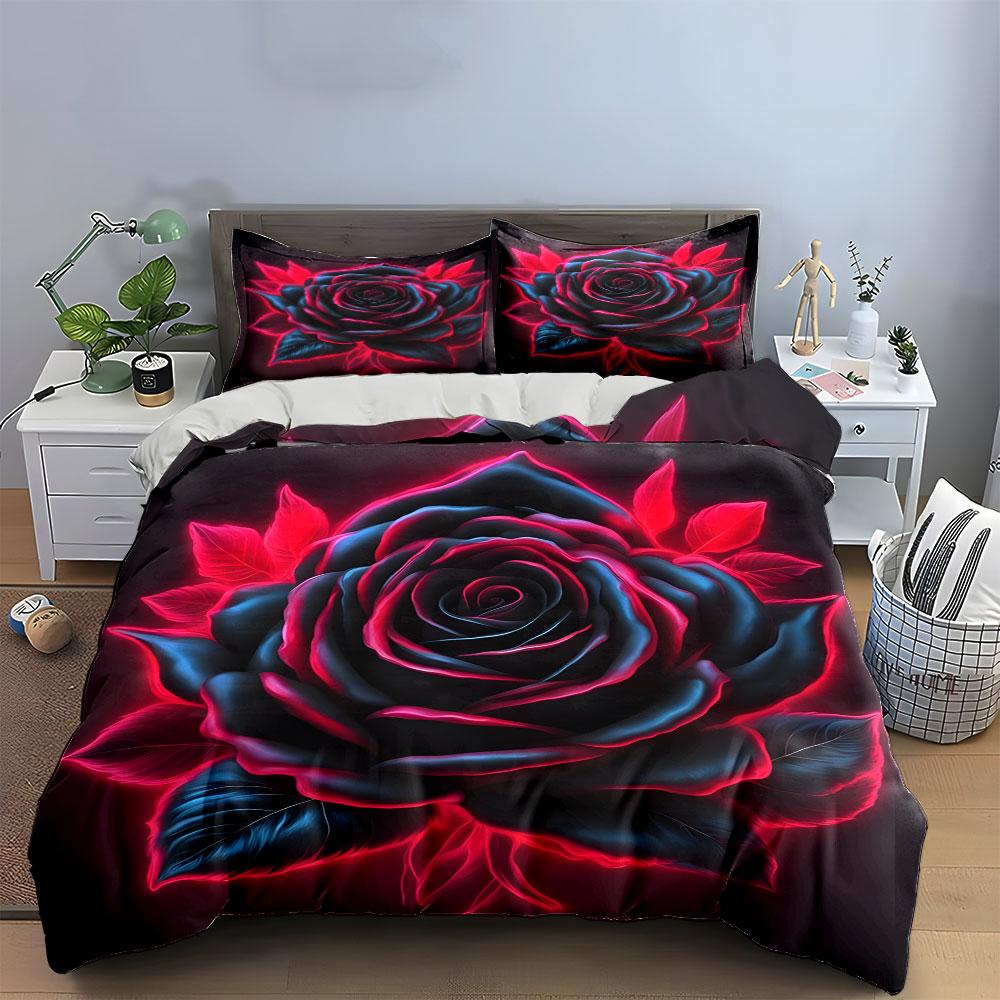 Элегантный подарочный набор с дизайном розы, декор для детской и взрослой спальни, изысканный трехкомпонентный комплект постельного белья в подарок