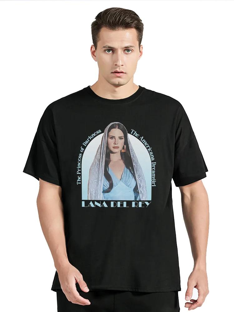 Мужская футболка Lana Del Rey Музыка Потрясающая Хлопковая Футболка с коротким рукавом Летняя Одежда Оверсайз футболка