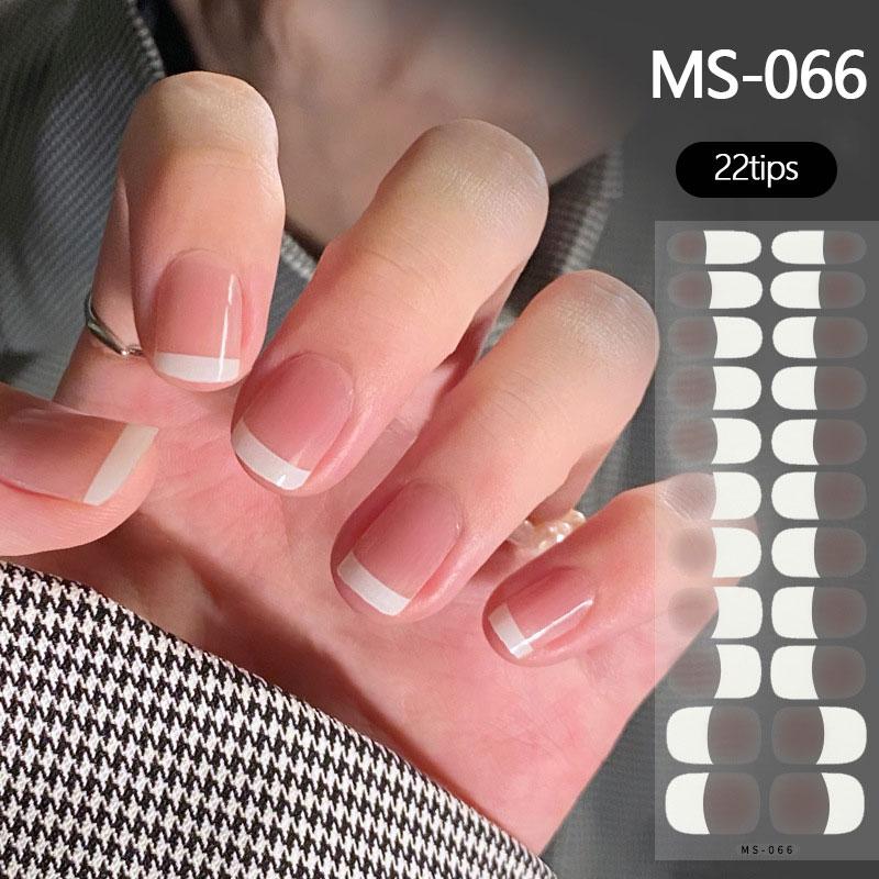 Milky Jelly White Full Cover Nail Stickers Fashion Gradient Adhesive Heart Nail Polish Wraps Women DIY Manicure