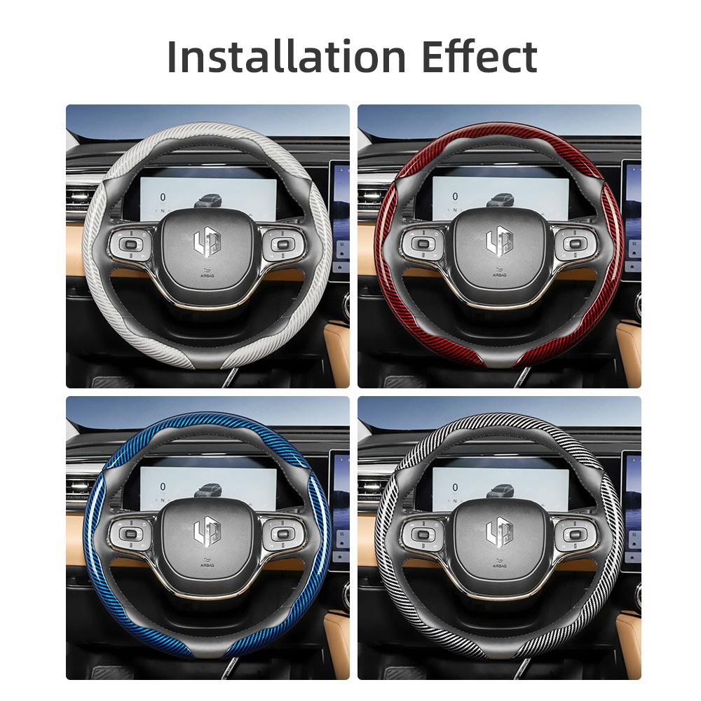 zkfan8 Suitable for Leapmotor Carbon Fiber Texture Steering Wheel Cover with Segmented Quick-Release Design, Durable, for Models T03 C10 B10 B05 B03X