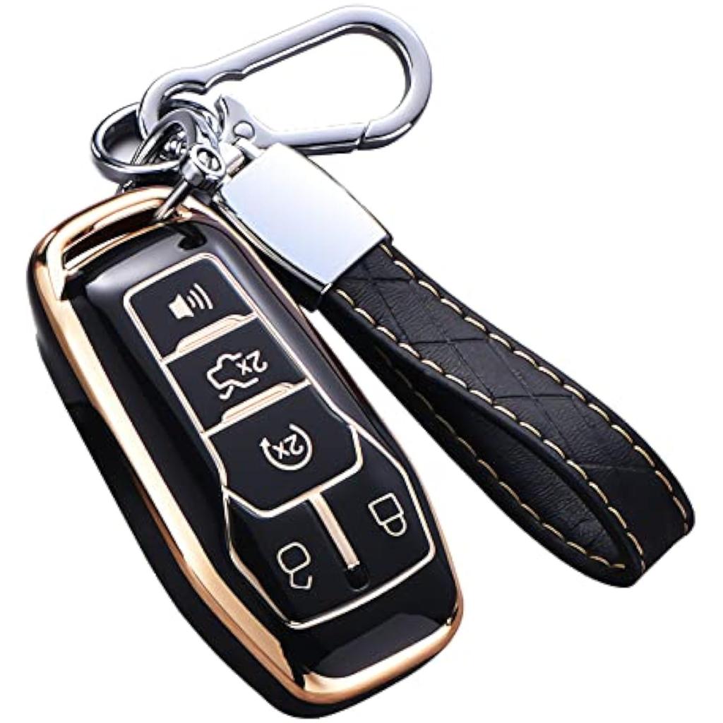 Для чехла на брелок Ford с цепочкой для ключей, мягкий чехол из ТПУ премиум-класса с полной защитой для ключа Ford Fusion Mustang, защитный чехол для дистанционного ключа Lincoln Smart
