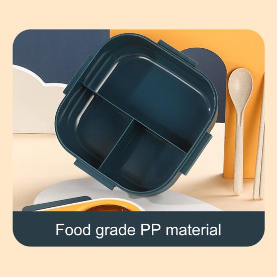 1 комплект, коробка для бенто, 1300 мл, герметичная, для использования в микроволновой печи, для школьников, 3 сетки, футляр для обеда со столовыми приборами, ежедневное использование