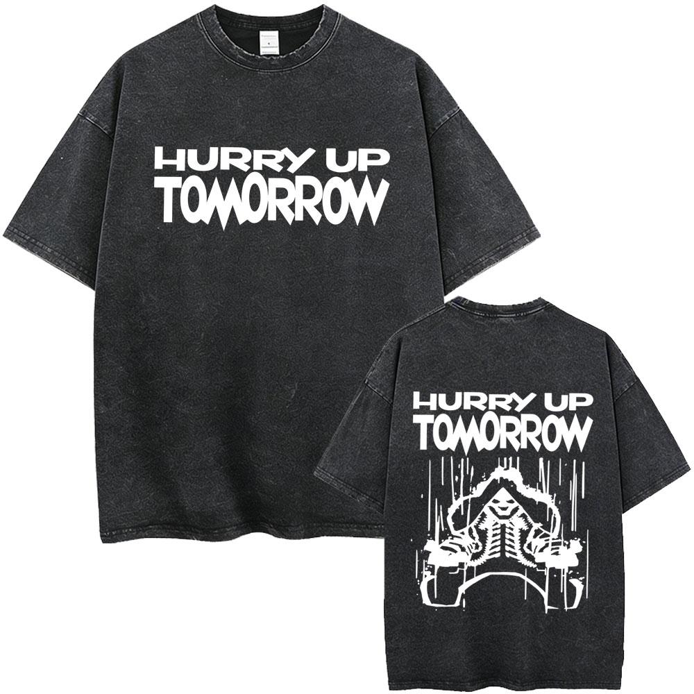 Rapper The Weeknd Album Cover Washed Vintage Tshirt Men Women Hip Hop Rap Pop Music Short Sleeve T Shirts Harajuku Streetwear