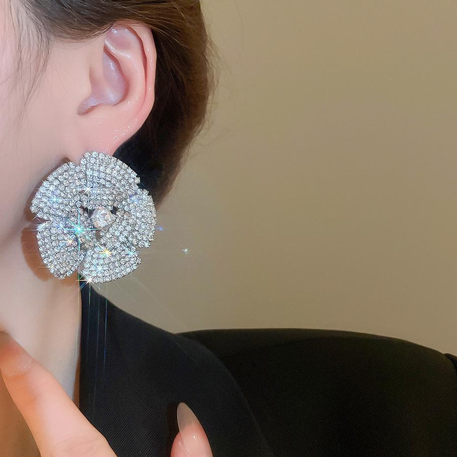 Luxury Spider Web Drop Tassel Earrings with Inlaid Diamonds