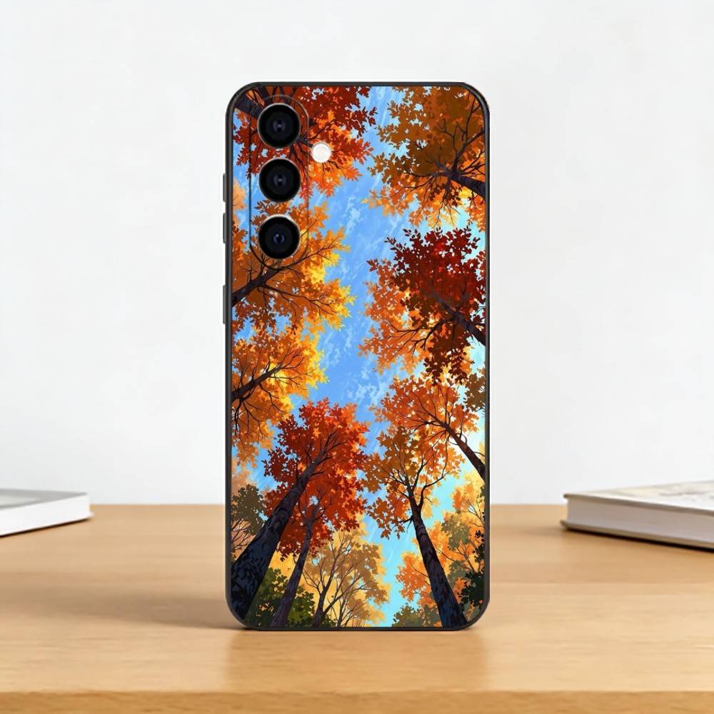 Осенние листья P-тыква Чехол для телефона Samsung Galaxy A73,A72,A71,A70,A53,A52,A51,Мягкий силиконовый черный чехол