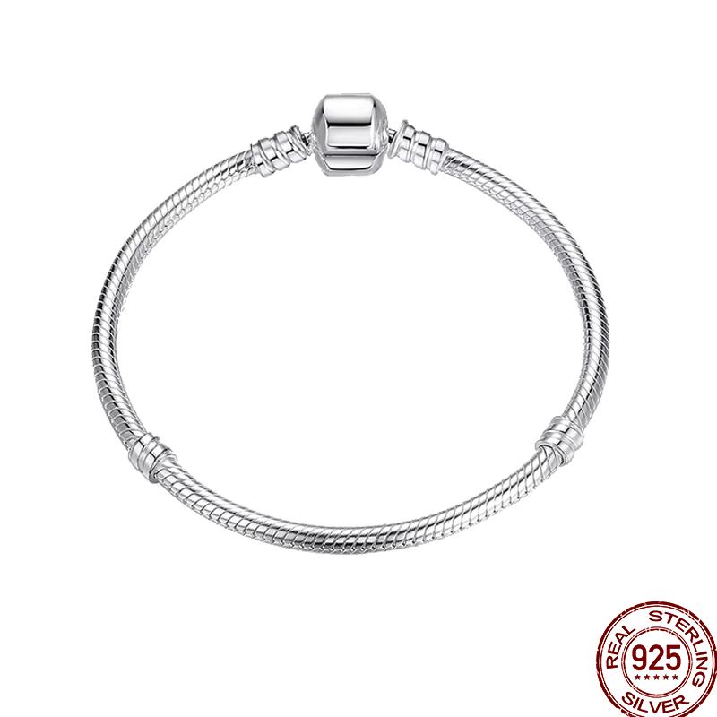 925 Silver 17-20CM Heart Pave Zirconia Original Bracelets Infinity Bracelet Fit DIY Charms Bead Birthday Jewelry Gifts Hot Sale