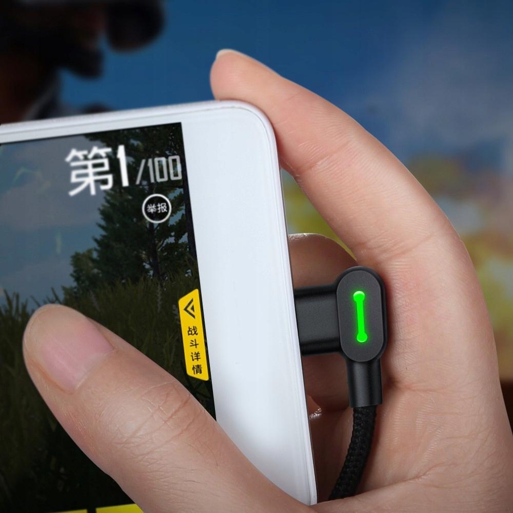 Mcdodo Телефонный кабель, Быстрая зарядка, Светодиодный угловой 90°, Micro USB 3 м Черный