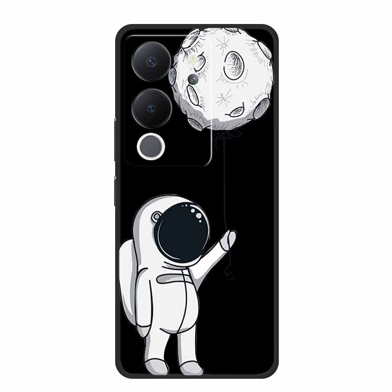 Funda For Vivo V30 Lite Case Cute Cartoon Cat Black Silicone Shockproof Soft Phone Cases For Vivo V30 Lite Back Cover Case Bag