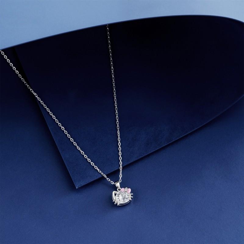Kitty Cat Rhinestone Necklace Sweet Cool Style Clavicle Chain Women