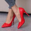 Fashion Red High Heels for Women's Sexy Fine Heel Pumps Fashion Party Plus Size 43 Pointed Toe Wed Shoes Patent Leather Dress High Heels