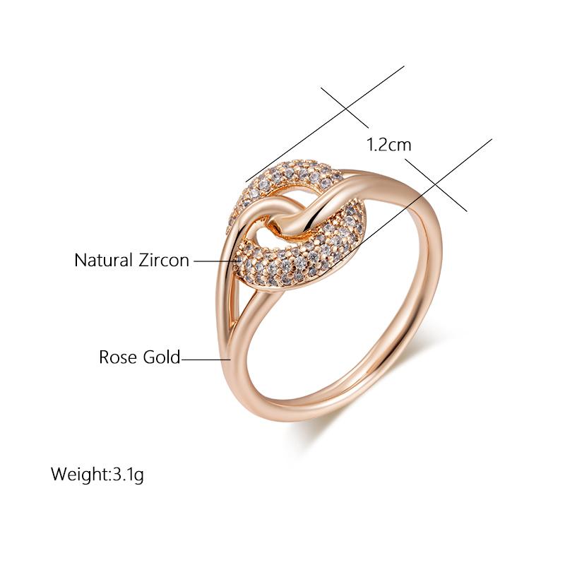 Kinel Rose Gold Color Bride Wedding Rings For Women Shiny Zircon Fine Jewelry Vintage Ring