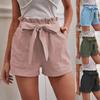 Summer Loose Cotton Linen Casual Shorts Women with Pockets Fashion Plus Size Wide Leg Shorts High Waist Ruffled Vintage Female Short Pants 24650