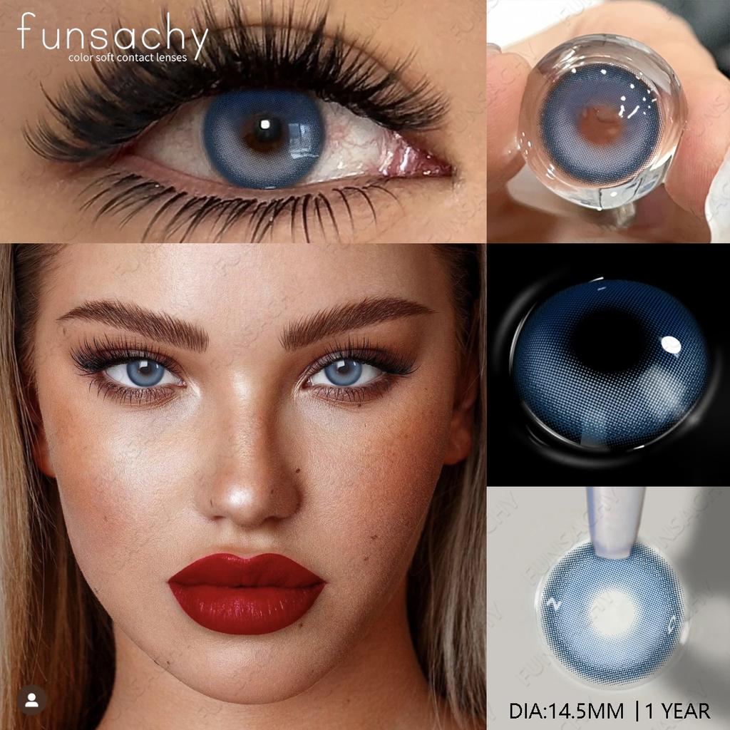 FUNSACHY New Colored Contact Lenses for Eyes 1Pair Brown Natural Eye Lenses Cosmetic Beauty Pupils Yearly Y2K Blue Eye Contacts
