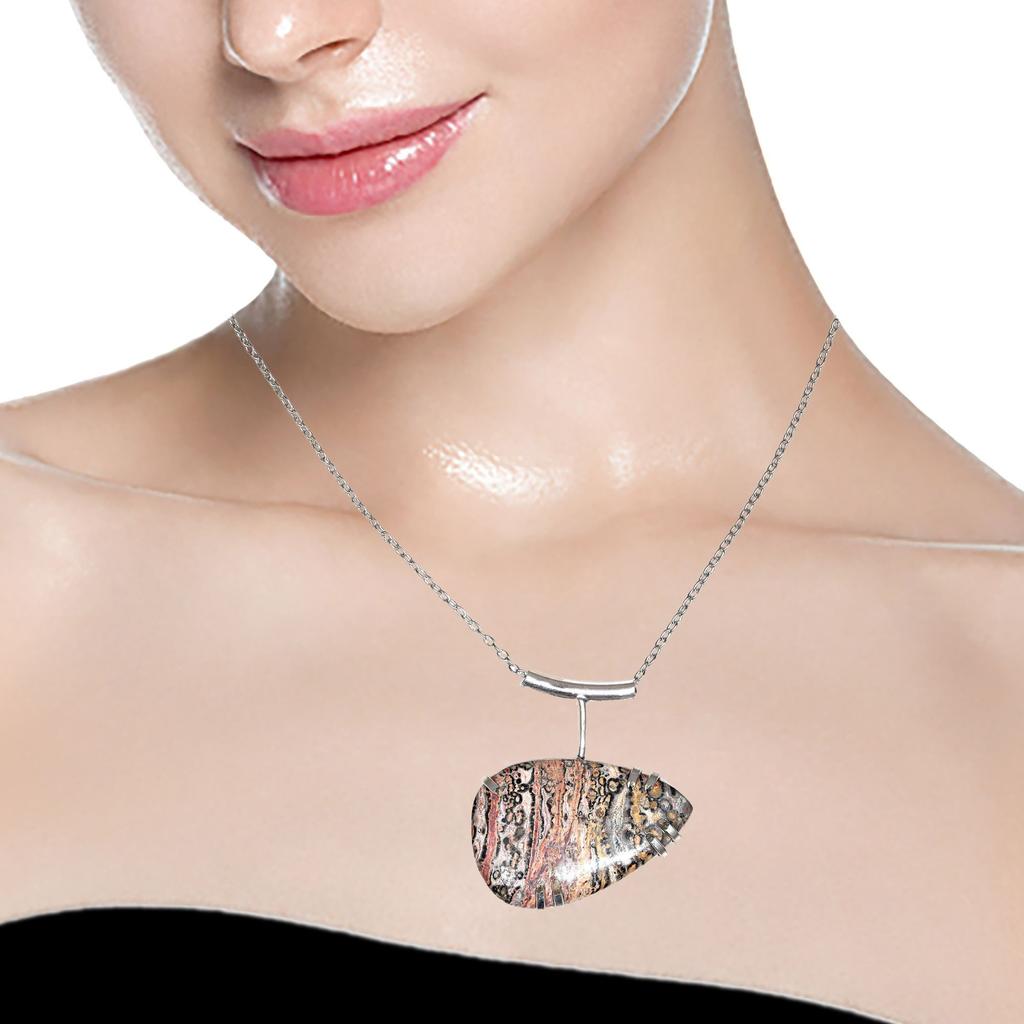 Ювелирное ожерелье на День матери с драгоценными камнями из кожи леопарда и яшмы 20 дюймов