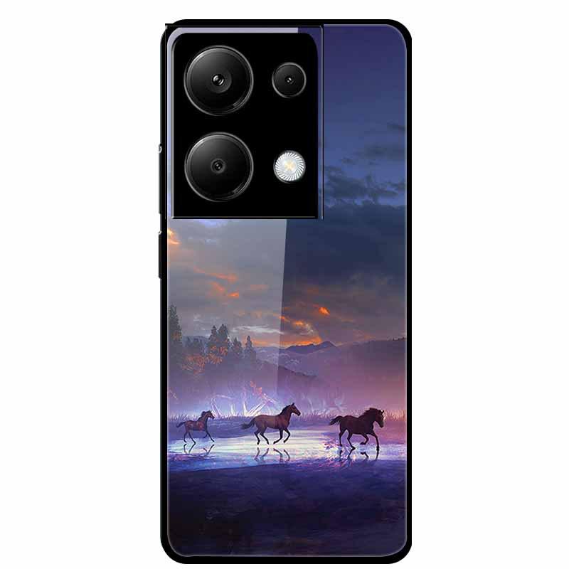 Чехол для Redmi NOTE 13 PRO 4G с закаленным стеклом и эстетичной цветной покраской