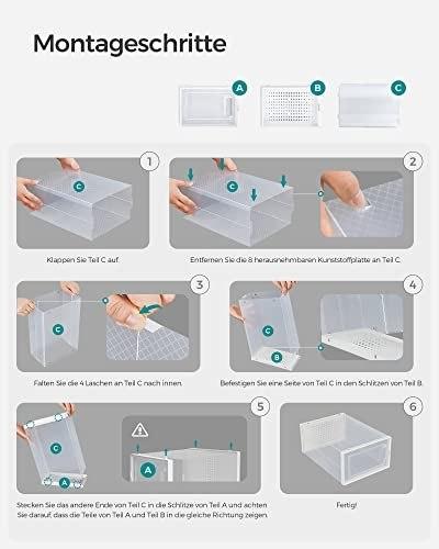 Коробки для обуви, набор из 8 органайзеров для хранения обуви, складные и универсальные для кроссовок, прозрачные и белые