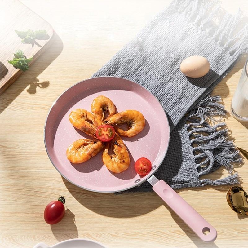 Flat Bottom Pan Pink Non-Stick Pot for Gas Stoves and Cooker Use Mini Omelettes Fried Eggs Pancake Baking Pans Pot