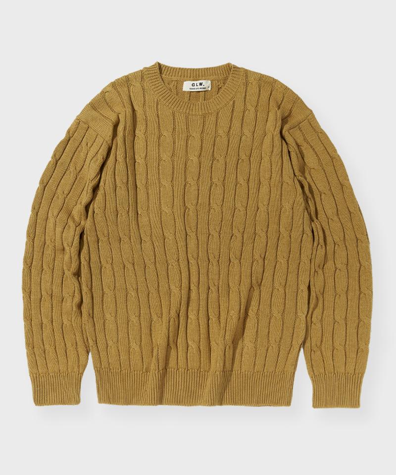 GLW Oversized Cable Sweater Knit Mustard