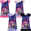 Kids Children Girls Anime Movie POP Singer Super Star Printed Ruffle Sleeves O Neck Casual Dress Halloween Cosplay Costumes