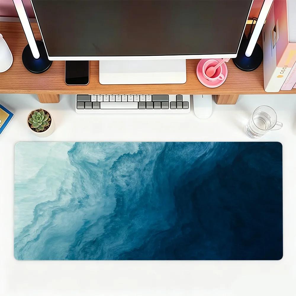 Abstract Ocean Waves Mouse Pad For Office Gaming And Keyboards Non-Slip Large Waterproof