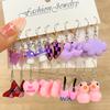 10 Piece Set Cartoon Children's Earrings Duckling Pink Pendant Earrings Jewelry Fashion Couple Earrings Set
