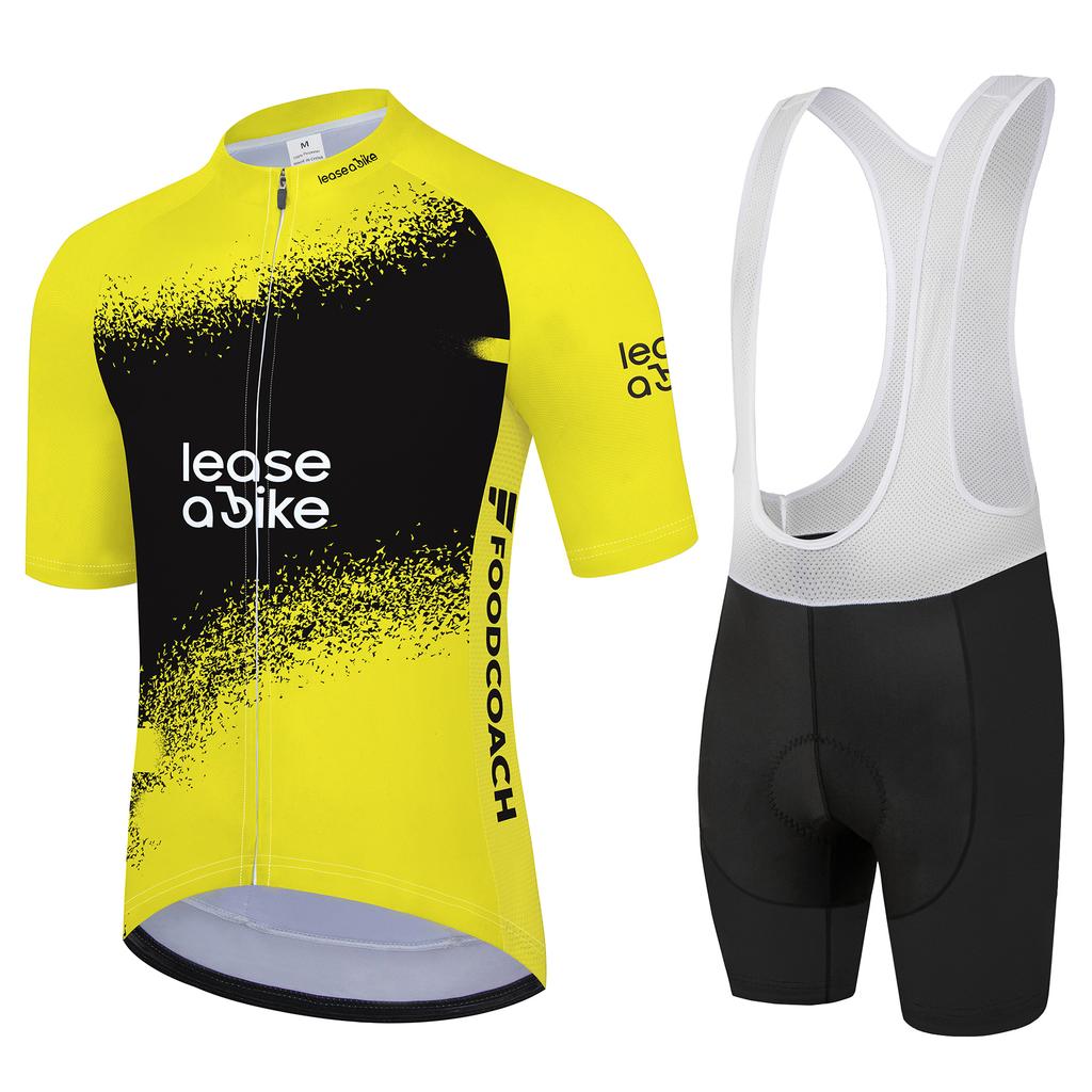 JUMBO Men's Summer Cycling Jersey Short Sleeve Set Cycling Short Sleeves and Bib Shorts Spongy Pad