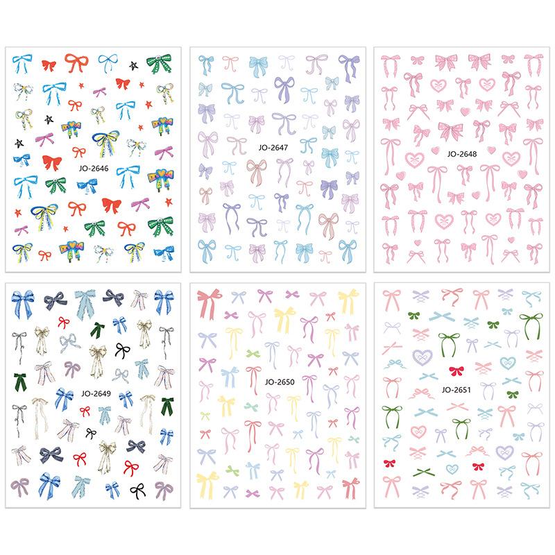 Наклейка для ногтей в виде банта Kawaii, длинная лента, бант, самоклеящиеся наклейки для дизайна ногтей своими руками, декоративные наклейки