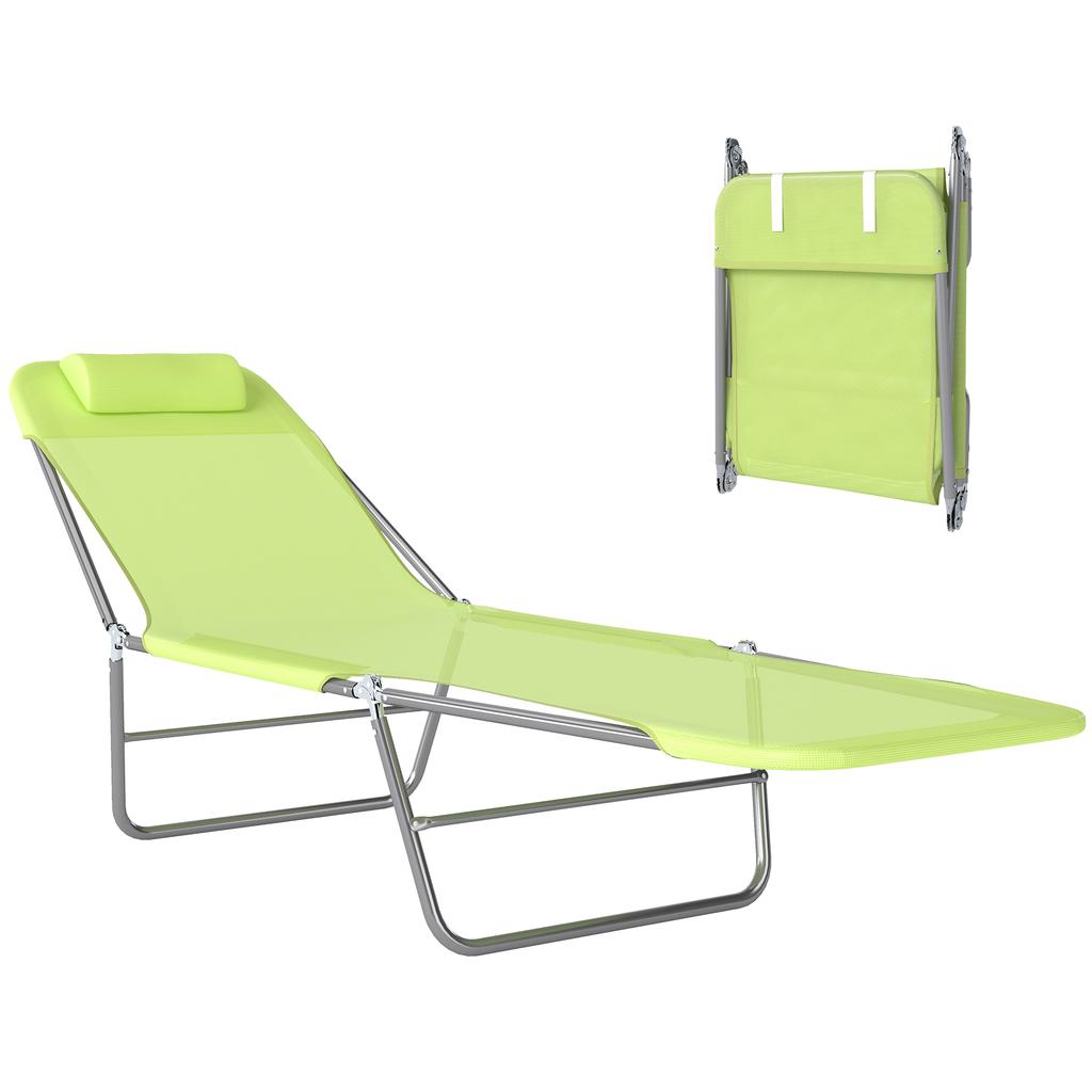 Single Folding Sun Lounger Green