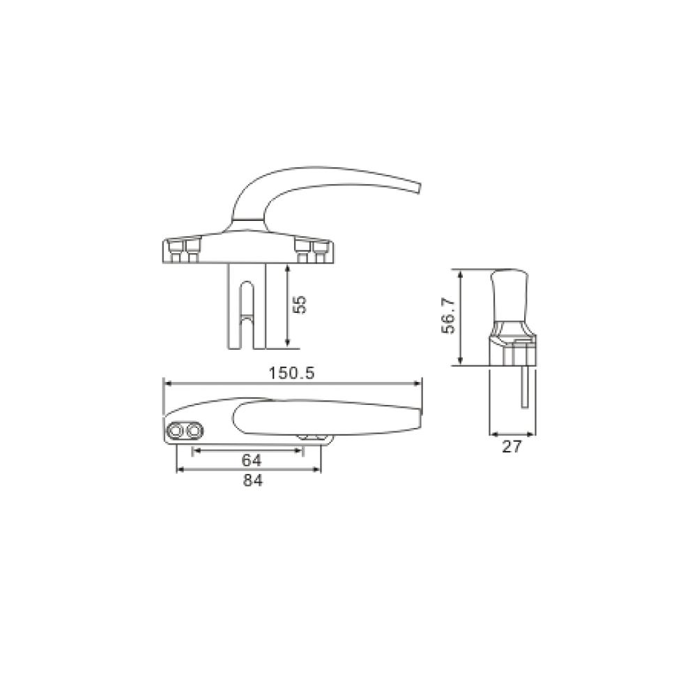 Casement Window Handle Hardware Door and Window Accessories Long Fork No Left and Right Aluminum Alloy 57 External Open Handle