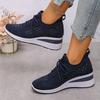 Women's Sneakers Shiny Rhinestone Wedge  Breathable Knit Non Slip Walking Shoes Woman Plus Size Fashion Thick Sole White Sneaker