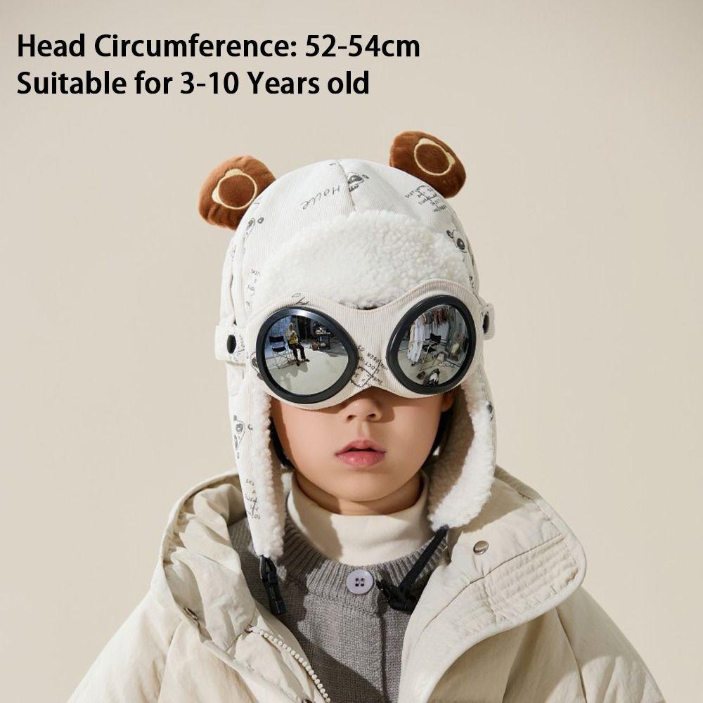 Cold Proof Children Pilot Hat Cute Cartoon Warm Hat Fashion Ear Protection Cap  Winter