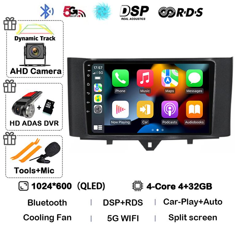 Android 14 Carplay автомобильное радио для Mercedes Benz Smart Fortwo 2006 -2011 2012 2013 2014 2015 мультимедийный видеоплеер GPS стерео 4G