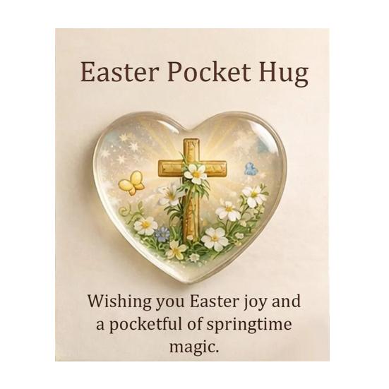 Пасхальный карманный обнимашка с поздравительной открыткой в форме сердца любви, кролик, яйцо, овечка, цветок, карманный обнимашка, жетон, памятный подарок для праздничной вечеринки