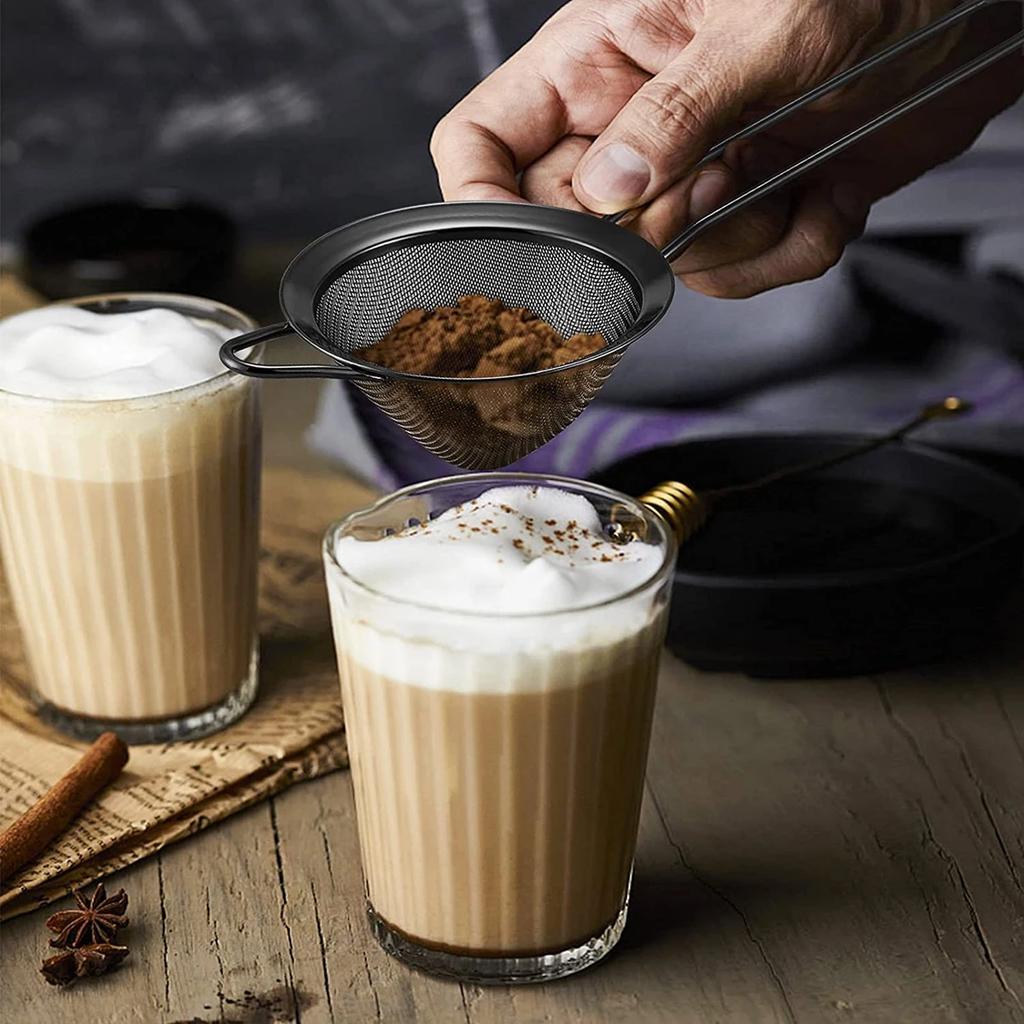 Сетчатый сито из нержавеющей стали, тонкий ситечко для чая с длинной ручкой, дуршлаги, сетчатые ситечки, сито для коктейля, кофе, пищевой муки