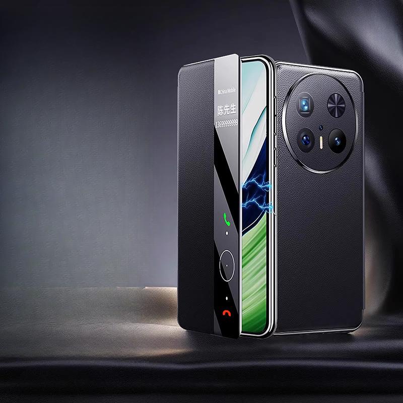 Чехол-подставка для телефона Huawei Mate70pro Всесторонний чехол-книжка HUAWEI Smart Window M70 Мужской кожаный чехол