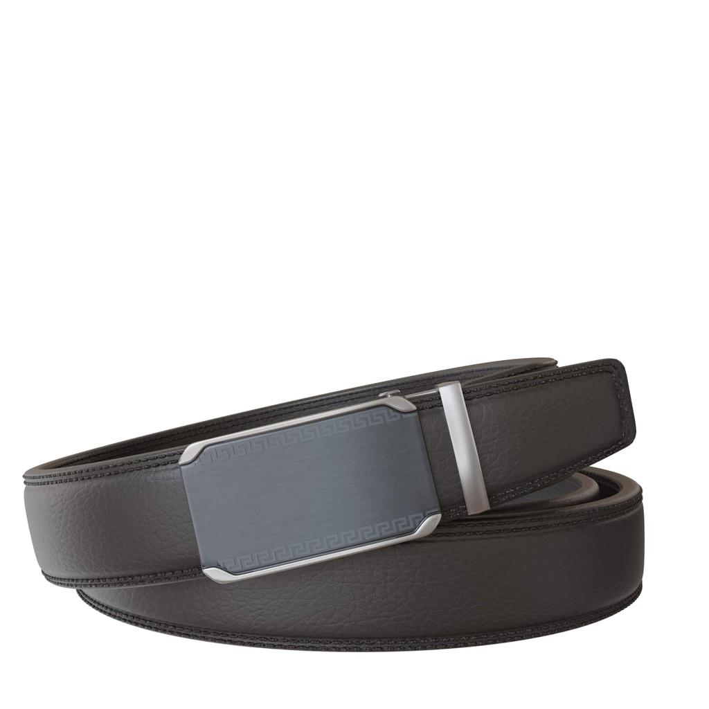 Большие размеры Мужской кожаный автоматический ремень укорачиваемый 160см Черный