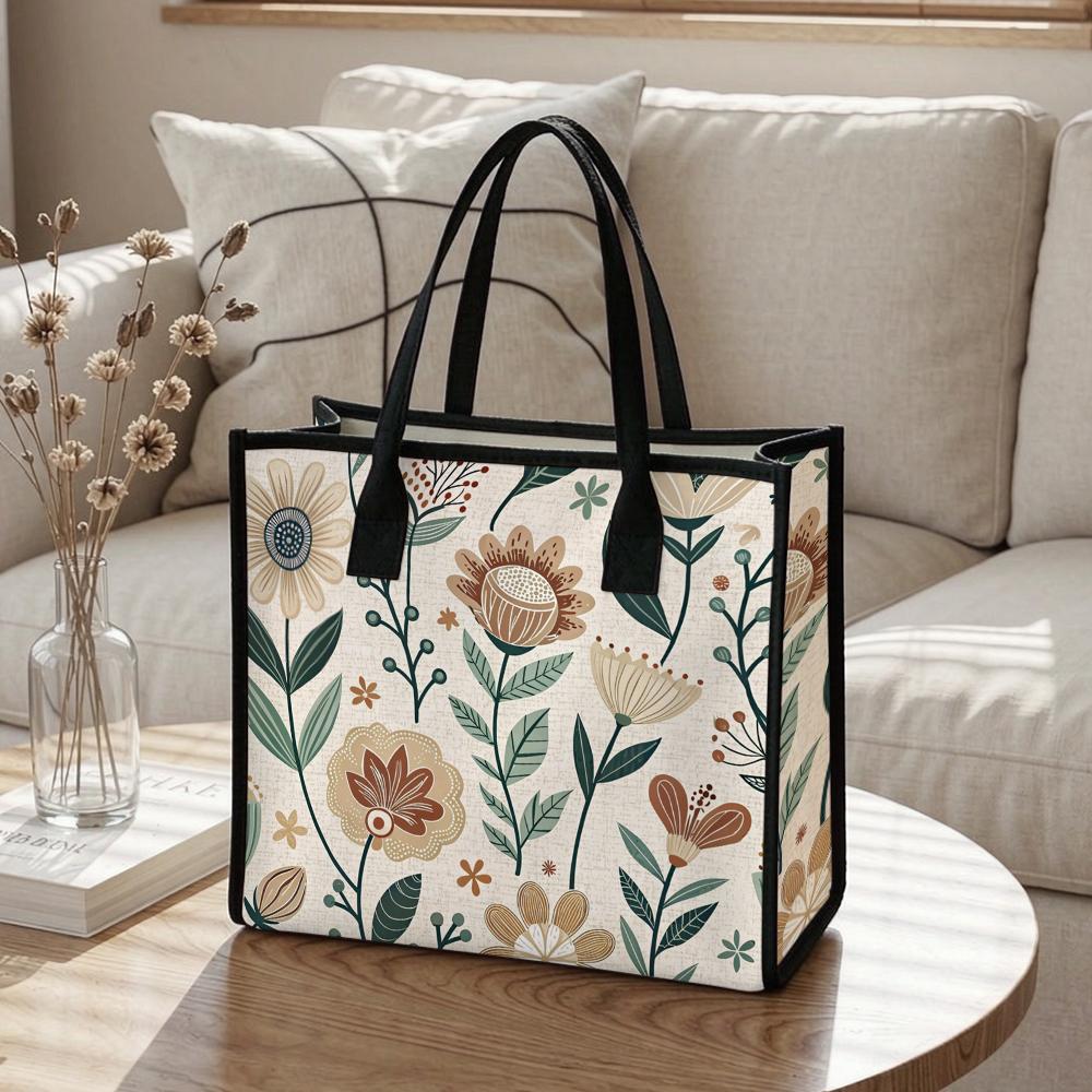 Vintage Floral Tote Bag Fashion Casual Handbag for Outdoor Daily Use