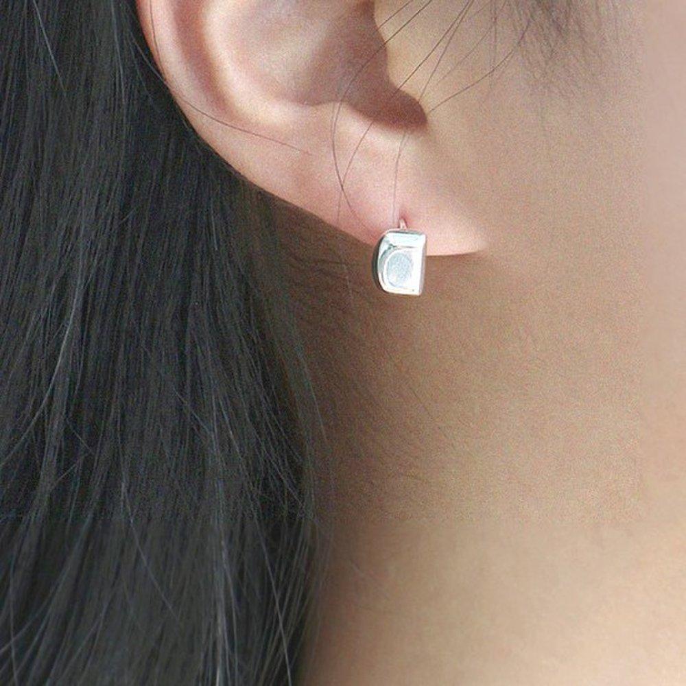 92.5 Silver Mail Simple One-Touch Ring Earrings Lea0036