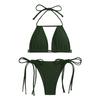 2 шт./компл., женский сексуальный комплект бикини, бюстгальтер без рукавов с лямкой на шее, высокая талия, трусы для плавания на шнуровке, комплект, одноцветная пляжная одежда с разделенным дизайном