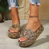 Summer Holiday Printing Women Slippers Vacation Travel Beach Double-buckle Sandals Platform Home Slippers Plus Size 42