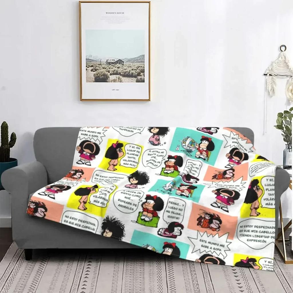 Одеяло Love Mafalda с 3D-принтом, мягкое, фланелевое, флисовое, теплое, с героями мультфильмов, для дома, спальни, дивана, покрывала