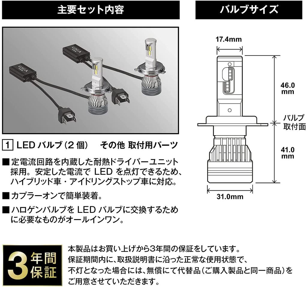 Carmate GIGA Автомобильная светодиодная фара S7 Серии 5000K Совместима для техосмотра/Естественный белый свет H4BW555
